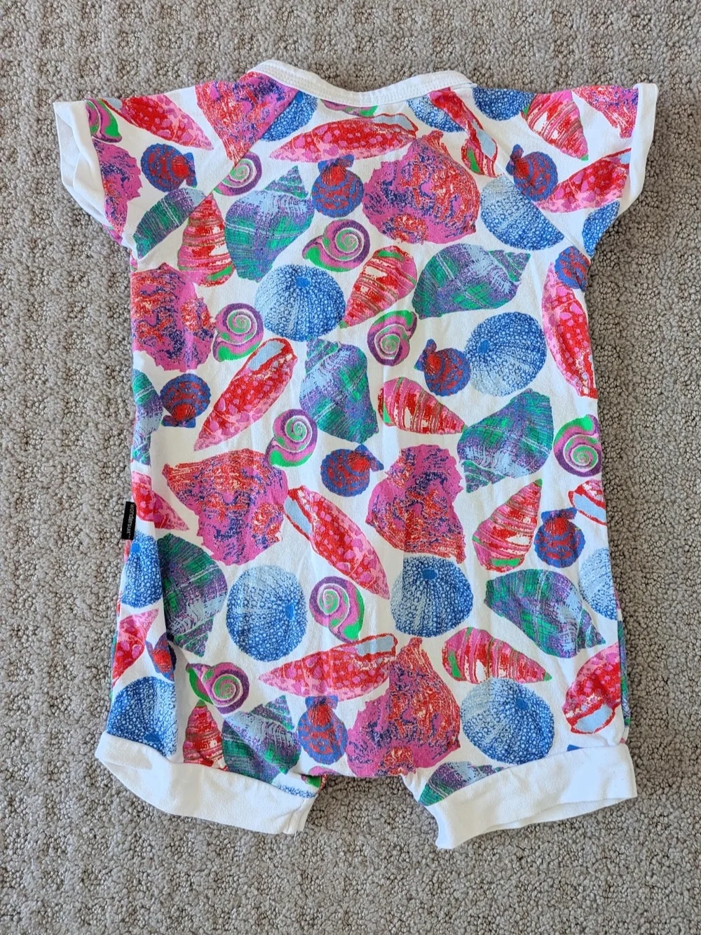 Bonds Wondersuit Zippy White Shell-Print Zip Front One-Piece 6-12 Months